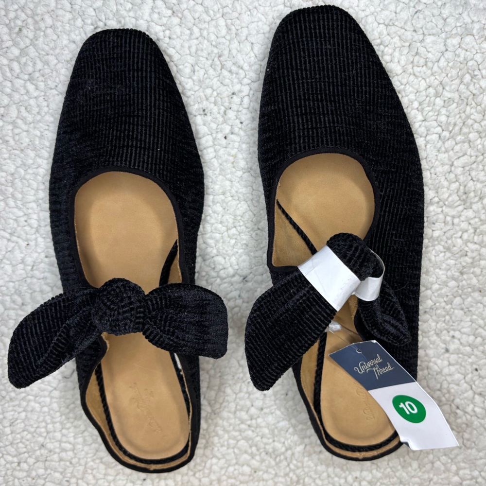Black Chenille Bow Mary Jane Clog Shoes Size 10 NWOB - Picture 10 of 10